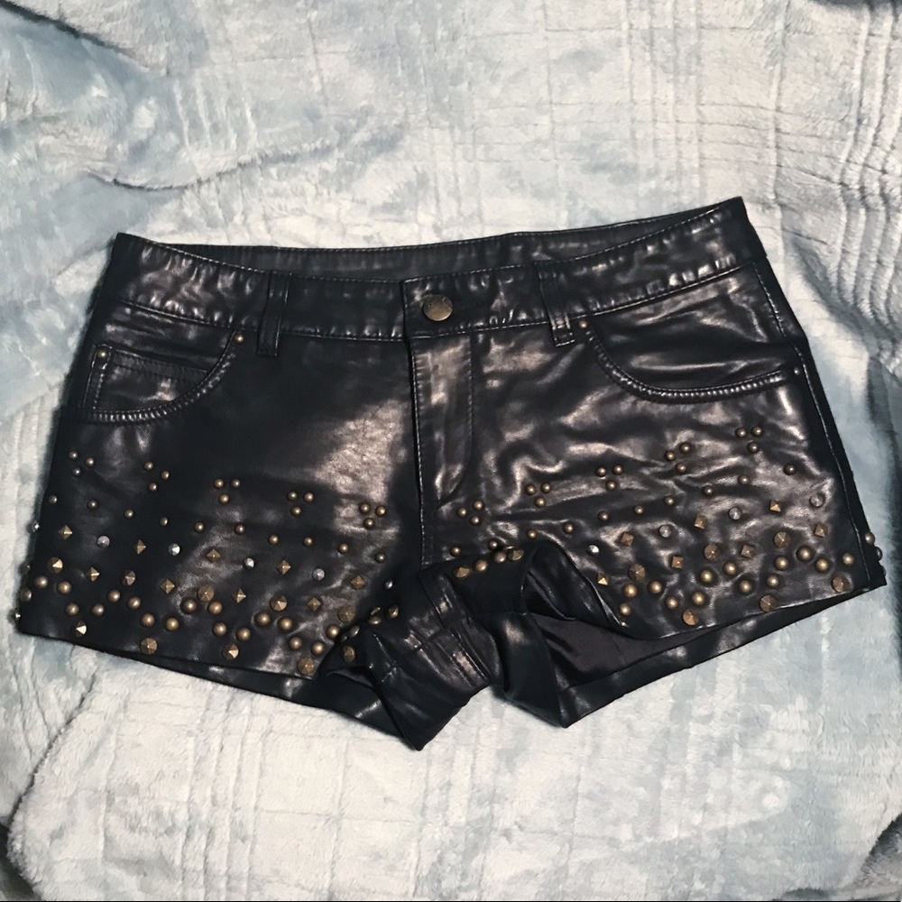 Free People Vegan Leather Studded Shorts
